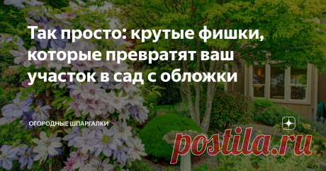 Так просто: крутые фишки, которые превратят ваш участок в сад с обложки Сад с обложки можно создать с помощью декоративных приемов, которые включают грамотный подбор лиственных и цветущих растений, эффектные планировочные решения, обустройство пешеходных тропинок и зон отдыха.