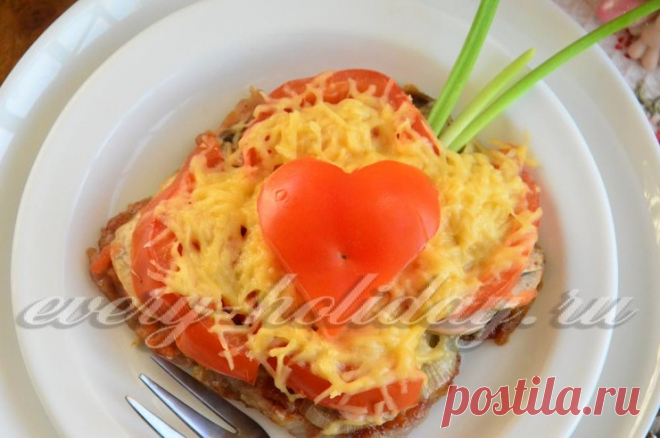 Отбивные с грибами и сыром в духовке