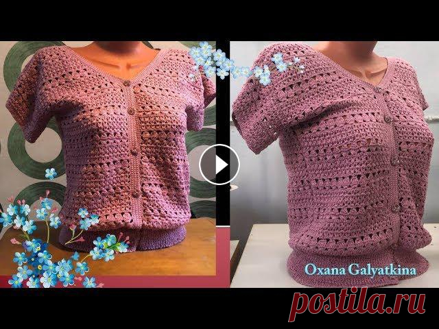 Ажурная кофточка крючком и спицами "Дикая роза".Часть 2. Полочки переда.Вырез. Ажурная кофточка крючком и спицами.Часть 2. Полочки переда.Вырез. Представляю свой новый мастер-класс по вязанию ажурной кофточки крючком и спицами.Ра...