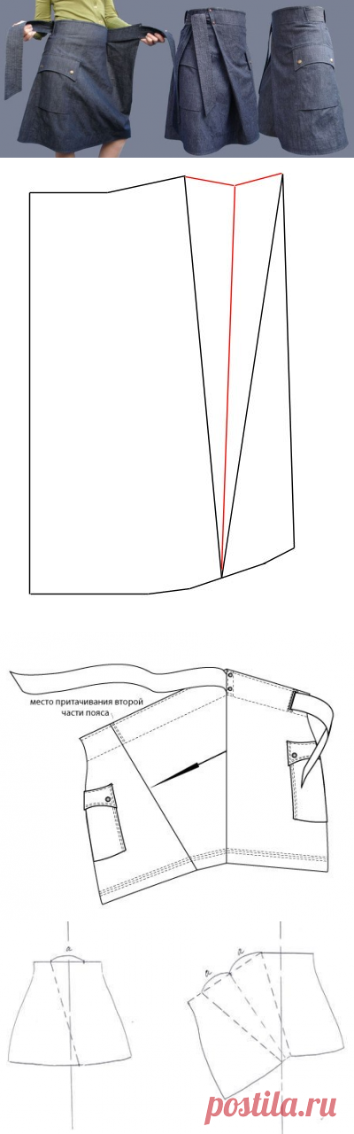 Materiales gráficos Gaby: Falda en jeans muy original con moldería para confeccionarla
