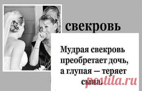 Хорошая СВЕКРОВЬ всегда помнит, 
что и она когда-то была НЕВЕСТКОЙ…