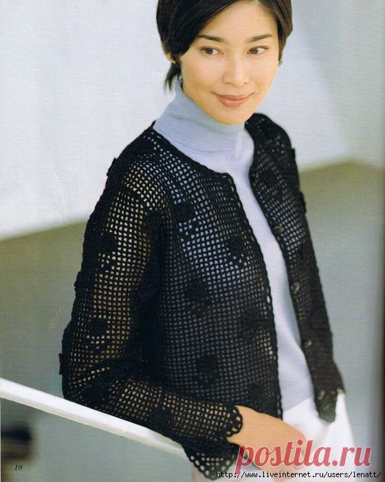 Крючок.Ажурная черная кофта