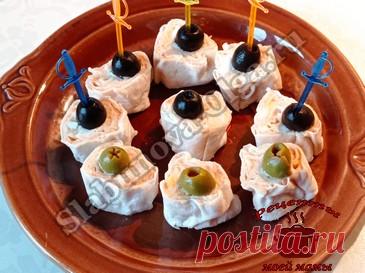 Закуска из лаваша с икрой. Рецепт. Фото