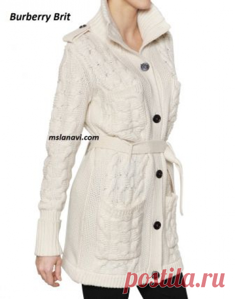Белый кардиган спицами от Burberry Brit | Вяжем с Лана Ви