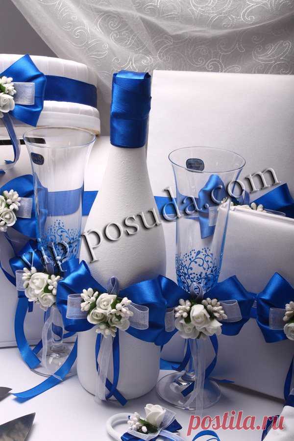 Набор свадебный Flowers blue - купить за 2425 грн - цена на Наборы для свадьбы 470-146 - свадьба на VIP-POSUDA.com