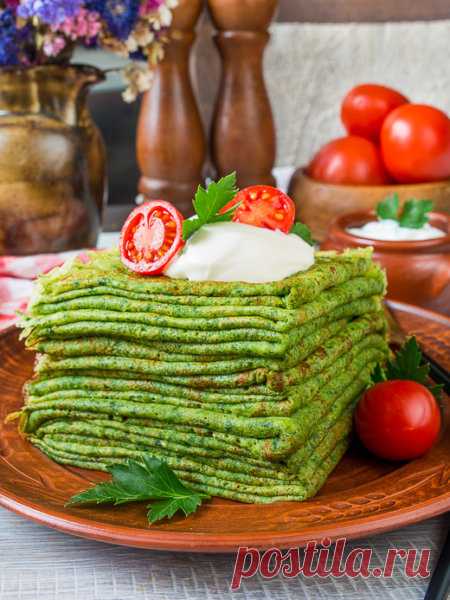Рецепт тонких шпинатных блинчиков на Вкусном Блоге