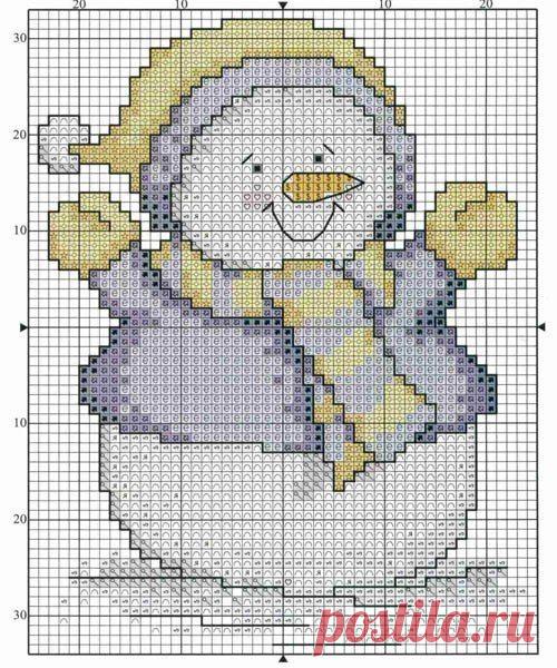 СНЕГОВИКИ / Вышивка / Схемы вышивки крестом