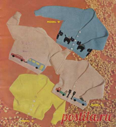 vintage childrens cardigans knitting pattern scottie dogs cars trucks and caravan age 2-3 This is a PDF file containing a copy of the patterns for three gorgeous vintage childrens cardigans.  In childrens size age 2-3, the items are knit in double knitting yarn.  A wonderful vintage pattern from the 1960s.  Knowledge of intarsia knitting is necessary. The file will be available for instant download once payment is received.  Thanks very much for looking.
