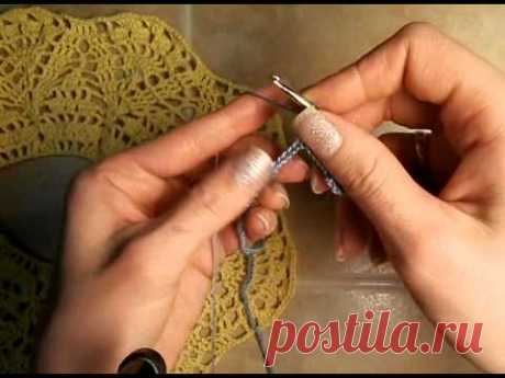 1  Как связать ажурный воротник, 1 ряд