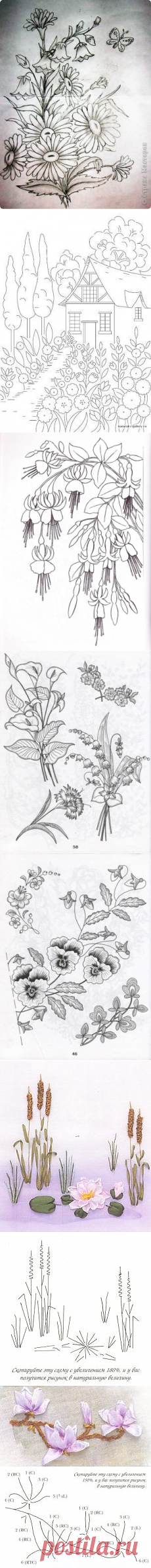 вышивка лентами схемы | Идеи и фотоинструкции бесплатно на Постиле