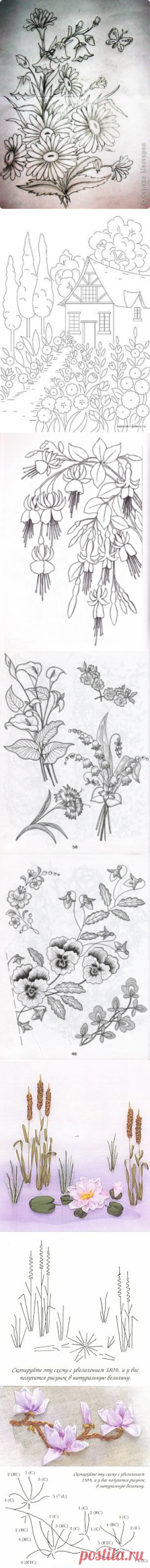 вышивка лентами схемы | Идеи и фотоинструкции бесплатно на Постиле