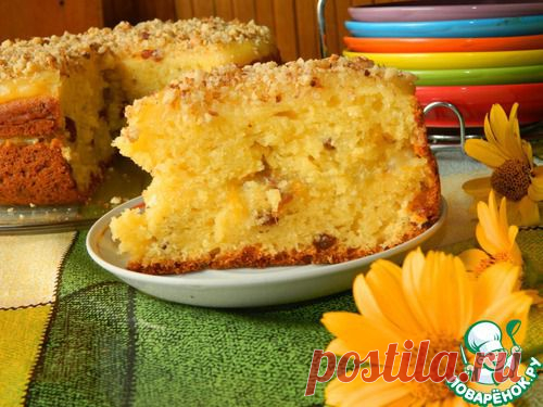 Творожный пирог с апельсиновым соусом.