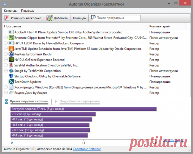 Autorun Organizer - удобная настройка автозагрузки в Windows