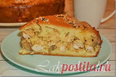 Заливной пирог с курицей и грибами - lakomka.club