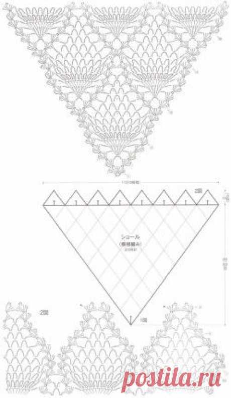 Шаль с ананасовыми фестонами