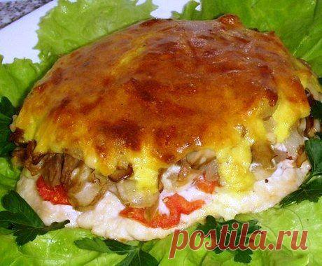 Мясо с грибами под нежной, хрустящей корочкой » Жрать.ру
