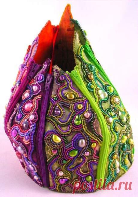 (25) beaded textile bag | Beads - Sculptural