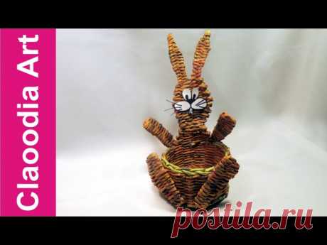 Koszyk zajączek, papierowa wiklina (DIY, Bunny basket, wicker paper)