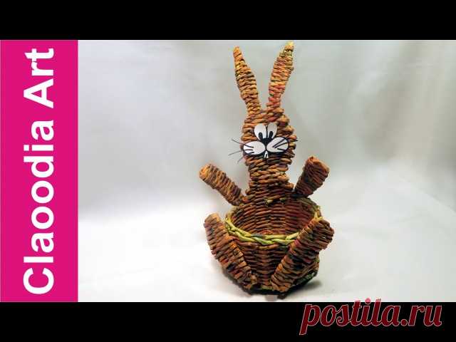 Koszyk zajączek, papierowa wiklina (DIY, Bunny basket, wicker paper)