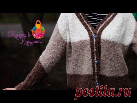 КАК оформить ПЛАНКУ на реглане. Кардиган регланом. Полосатая планка. Вязание спицами.
