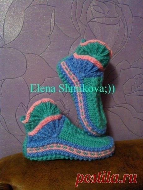 Тапочки с “Гребешками” (Вязание спицами) – Журнал Вдохновение Рукодельницы