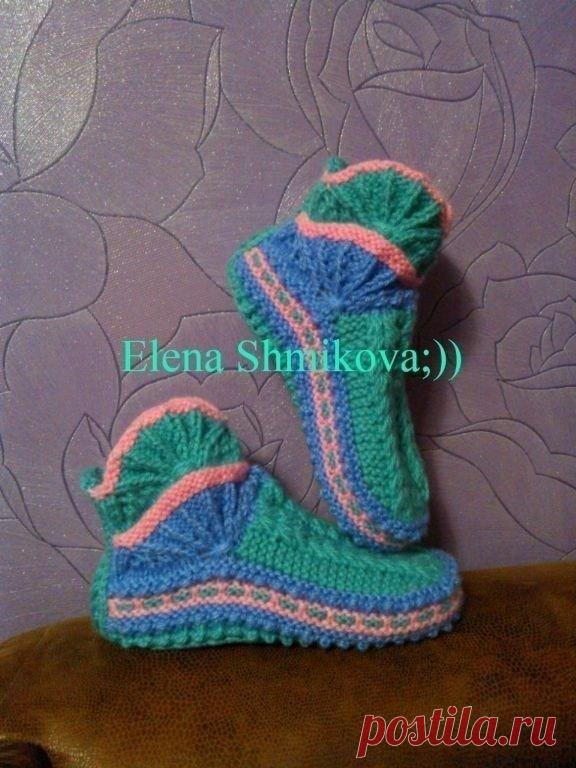 Тапочки с “Гребешками” (Вязание спицами) – Журнал Вдохновение Рукодельницы