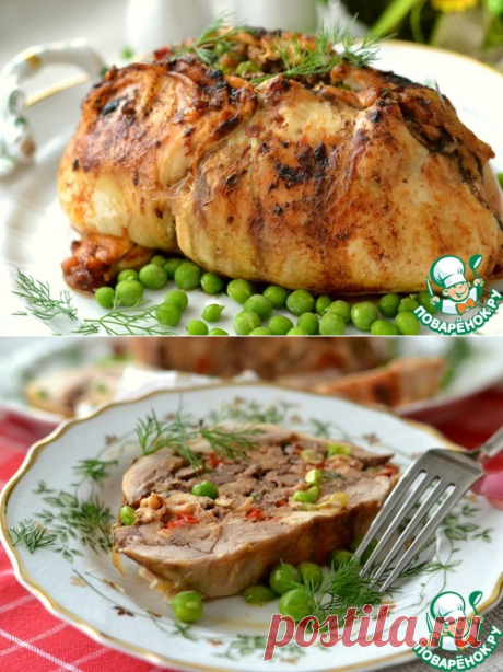 Курица, фаршированная горошком и перцем - кулинарный рецепт