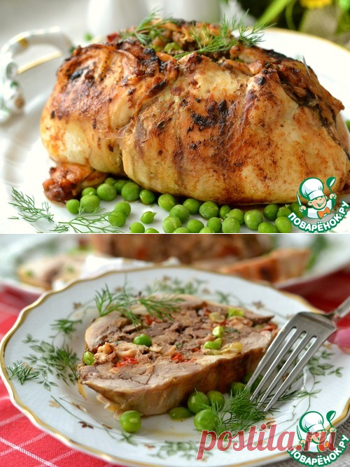 Курица, фаршированная горошком и перцем - кулинарный рецепт