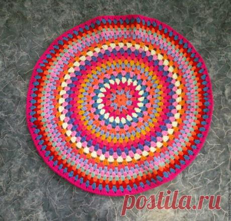 Купить Коврик напольный "Детство" - комбинированный, коврик вязаный, коврик для детской, Вязание крючком, цветное