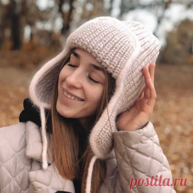 Шапка-ушанка, вяжем спицами