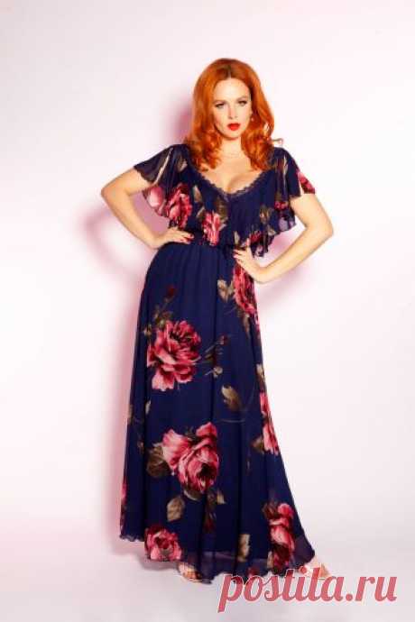 Floral Maxi Dress in Navy - Dresses - Clothing XS - 4X | Pinup Girl Clothing