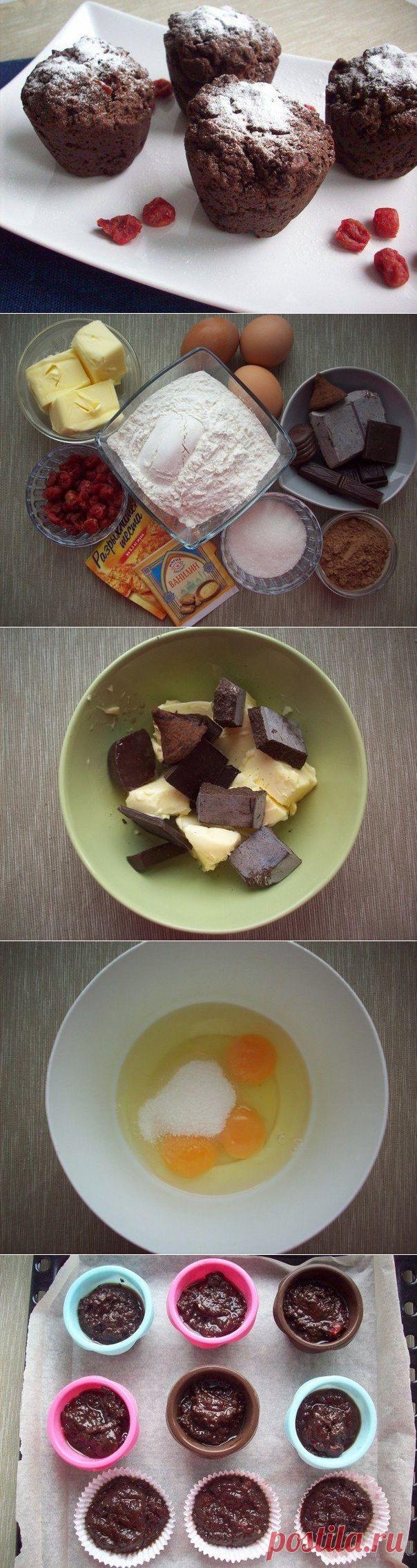 Шоколадные маффины с вишней | Готовим вместе