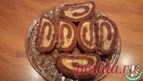 Очень шоколадный рулет с бананом Кулинарный рецепт