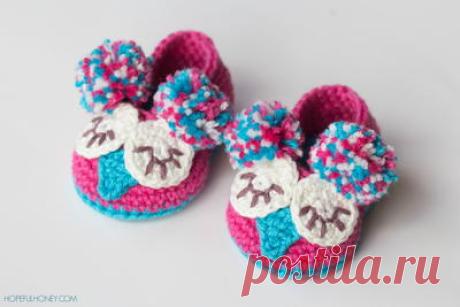 Owl Crochet Baby Booties | AllFreeCrochet.com