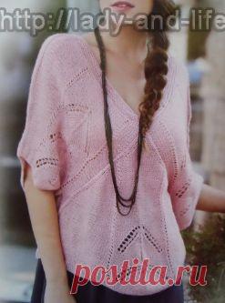розовая блуза. спицы | Lady and Life