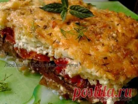 Вкуснейшая печень под творожно - сырной шапкой.