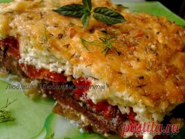 Вкуснейшая печень под творожно - сырной шапкой.