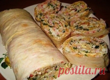 Рулет из лаваша с огурцом, сыром и крабовыми палочками

Ингредиенты: 
Лаваш (тонкий) 
Крабовые палочки - 300 гр 
Показать полностью…
