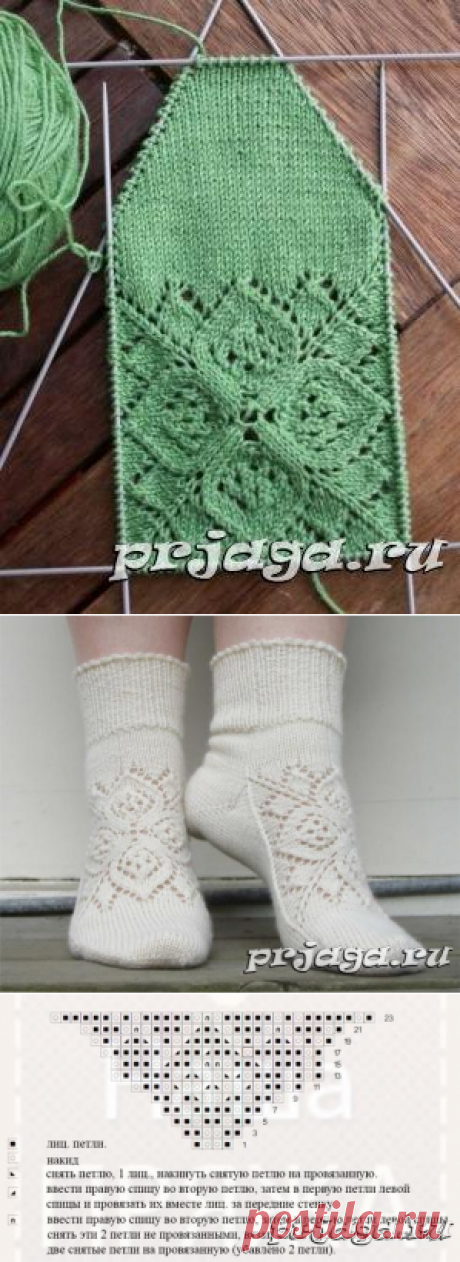 Вязаные носки спицами с орнаментом