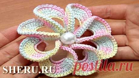 Объёмный вязаный листик. Урок 39