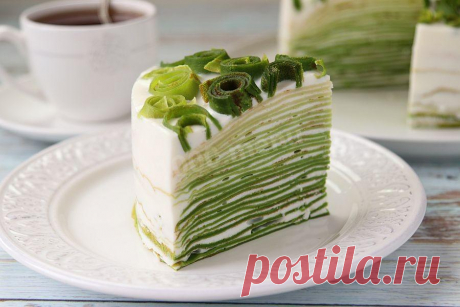 Зеленый блинный торт без красителей рецепт с фото пошагово - 1000.menu