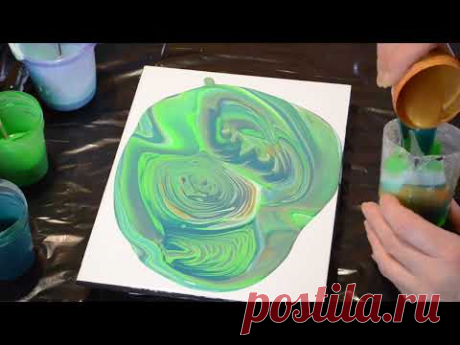 Рисую МАЛАХИТ в технике Fluid art.