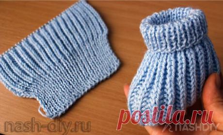 Простые вязаные пинетки от 3-6 месяцев