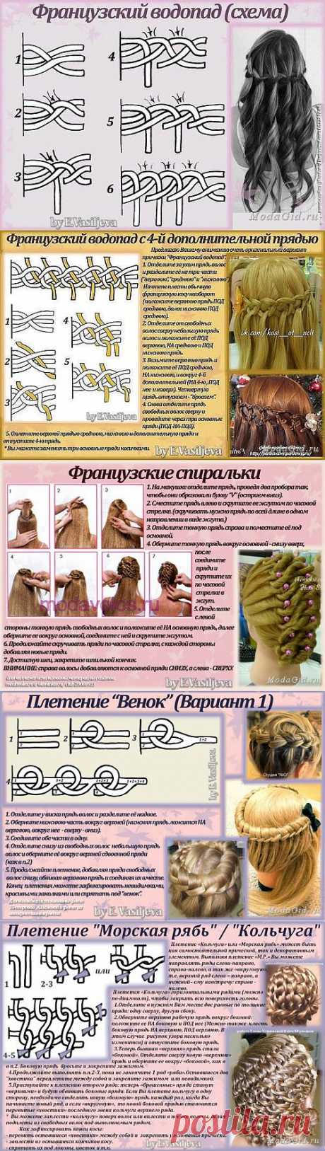 Плетение французских кос (схемы, описания).
