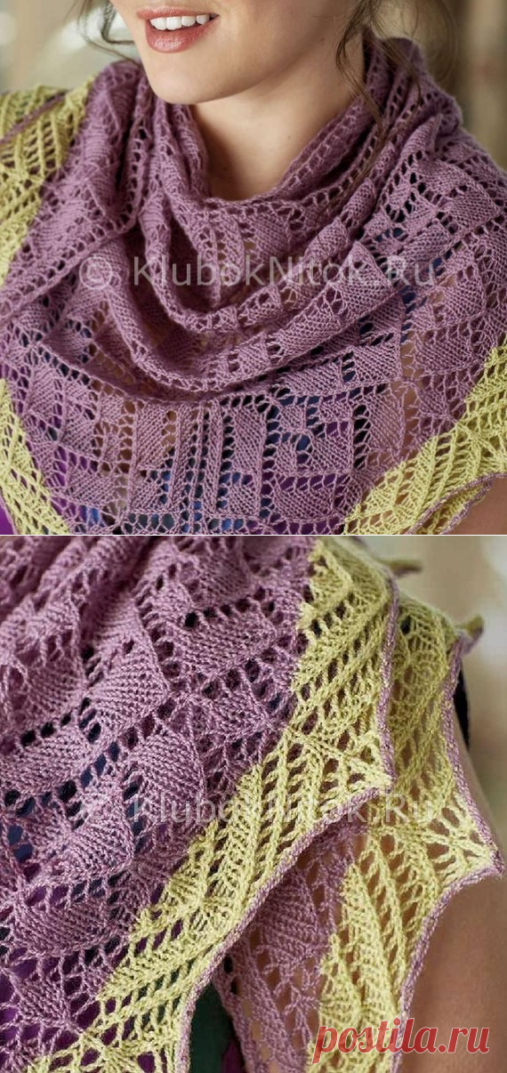 Ажурная шаль | Вязание для женщин | Вязание спицами и крючком. Схемы вязания.