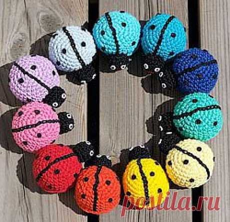 Божьи коровки, связанные крючком - Вязаные игрушки - Схемы вязания - Авторский проект Натальи Грухиной