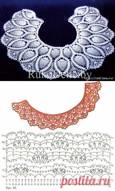 Вязание. Кружевной воротник крючком.