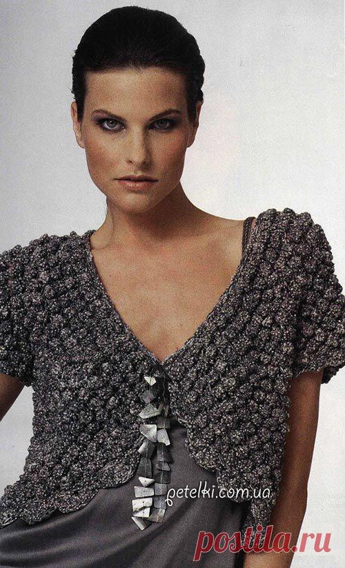 Болеро спицами ежевичным узором. Описание, схема