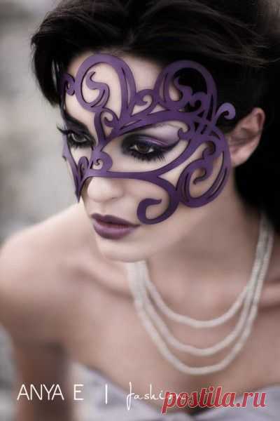 Leather mask in purple Swirly by TomBanwell on Etsy