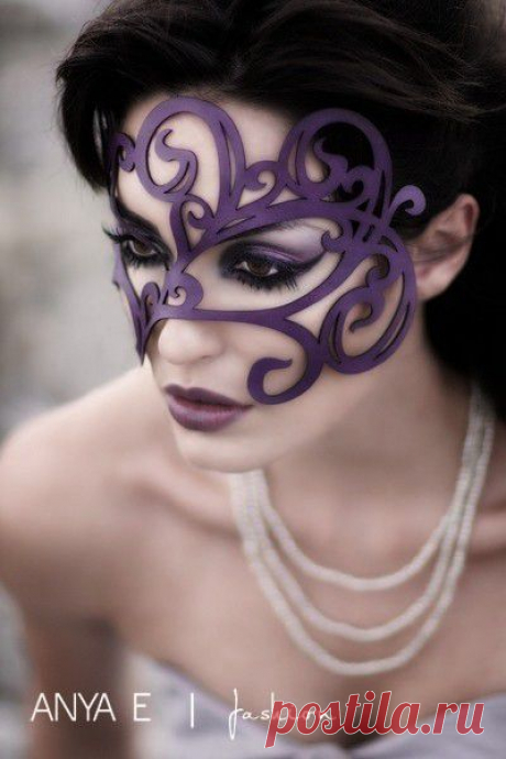 Leather mask in purple Swirly by TomBanwell on Etsy